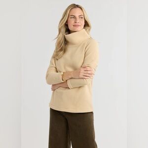 Dudley Stephens Cream Cowlneck Fleece Turtleneck Sweater XL